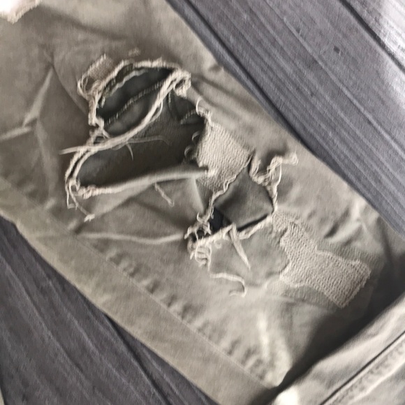 Army Green Distressed Levi's Chino Fit Ankle Jeans - Picture 5 of 6